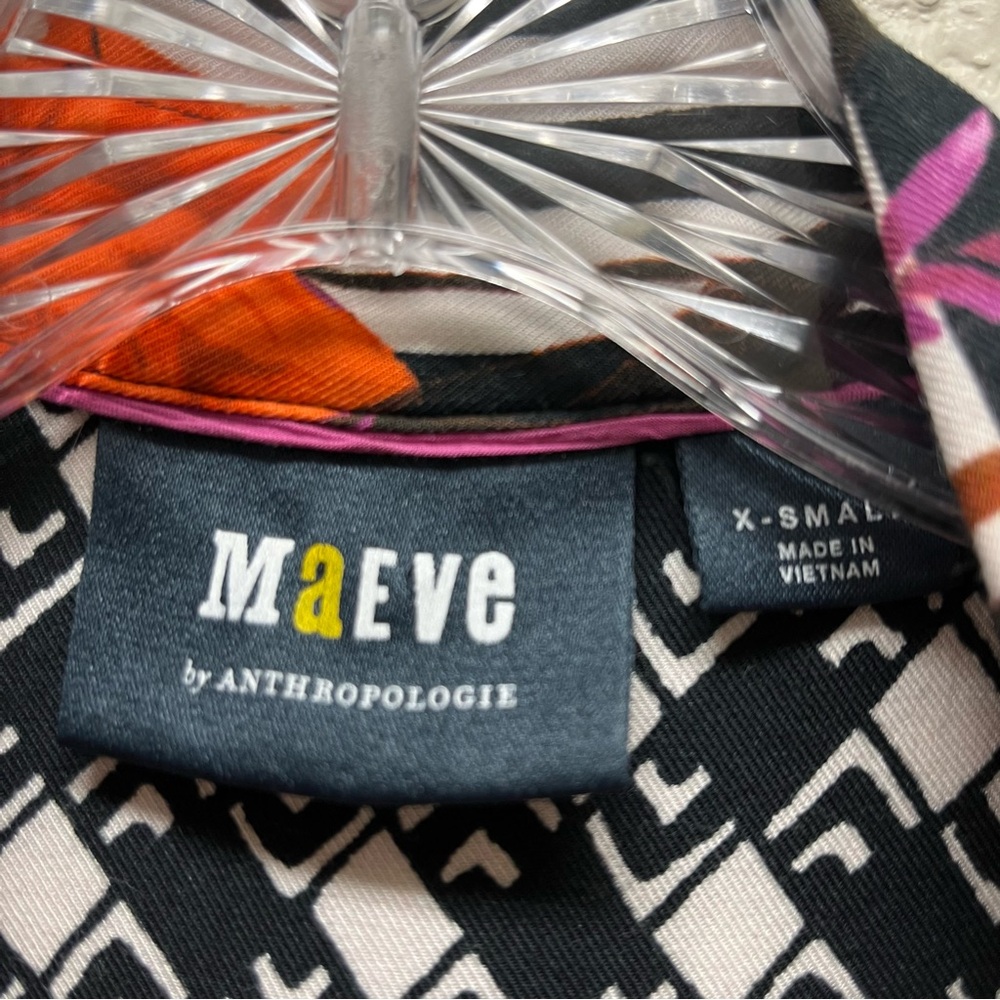Maeve by Anthropologie The Paz Button Down Shirt Mix Print Novelty X-Small - Picture 4 of 11